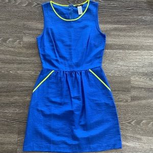Mark | Blue A-line dress with green trim